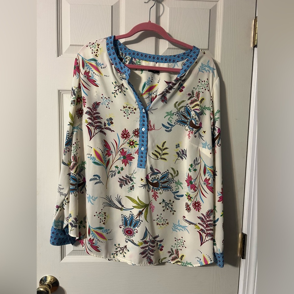 Talbots Plus Floral Print Women's Blouse 2X